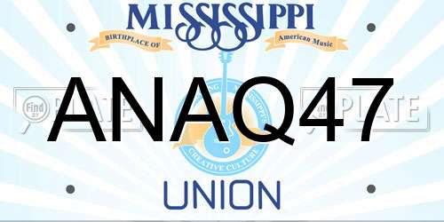 ANAQ47 Mississippi License Plate