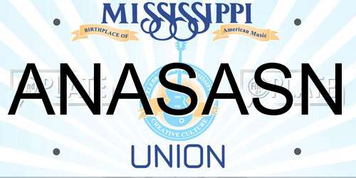 ANASASN Mississippi License Plate