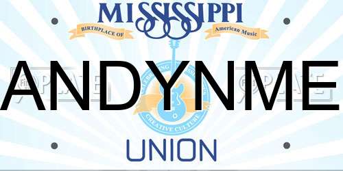 ANDYNME Mississippi License Plate