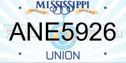 ANE5926 Mississippi License Plate