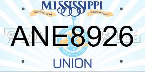 ANE8926 Mississippi License Plate