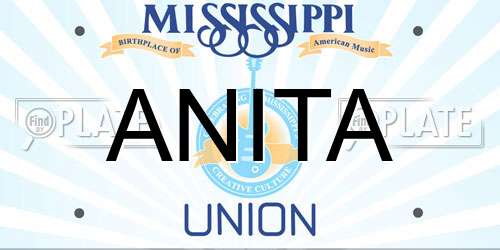 ANITA Mississippi License Plate