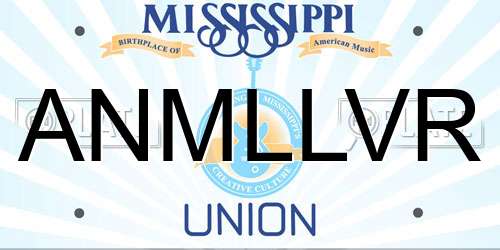 ANMLLVR Mississippi License Plate