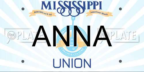 ANNA Mississippi License Plate
