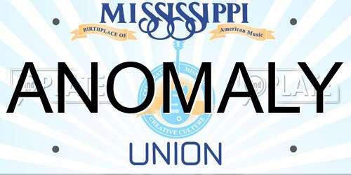 ANOMALY Mississippi License Plate
