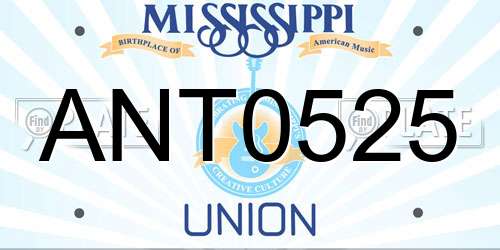 ANT0525 Mississippi License Plate