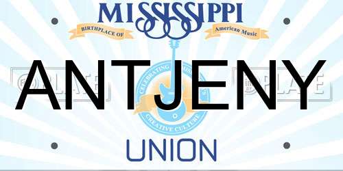ANTJENY Mississippi License Plate