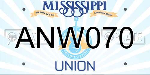 ANW070 Mississippi License Plate