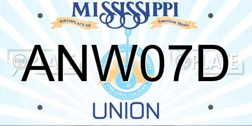 ANW07D Mississippi License Plate