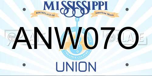 ANW07O Mississippi License Plate