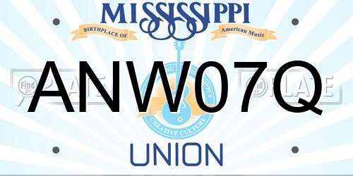 ANW07Q Mississippi License Plate
