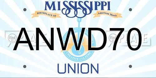ANWD70 Mississippi License Plate
