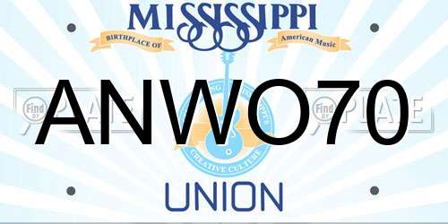ANWO70 Mississippi License Plate