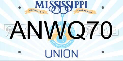 ANWQ70 Mississippi License Plate