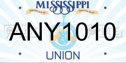 ANY1010 Mississippi License Plate