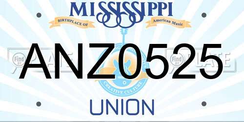 ANZ0525 Mississippi License Plate