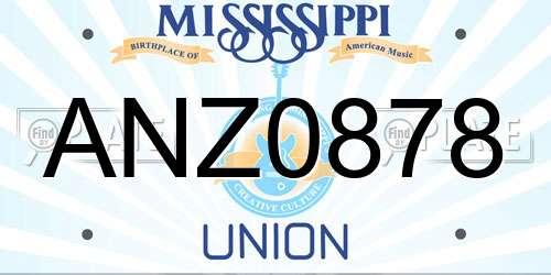 ANZ0878 Mississippi License Plate