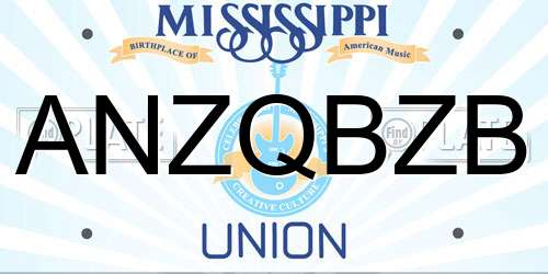 ANZQBZB Mississippi License Plate