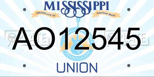 AO12545 Mississippi License Plate