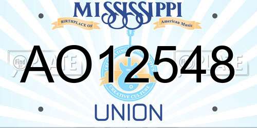 AO12548 Mississippi License Plate