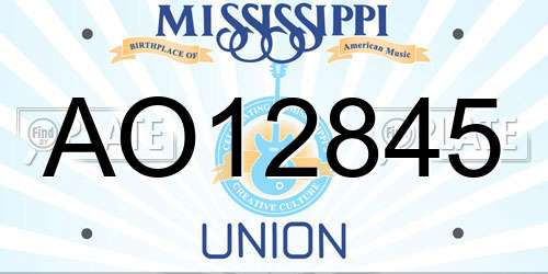 AO12845 Mississippi License Plate