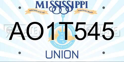 AO1T545 Mississippi License Plate