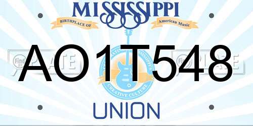 AO1T548 Mississippi License Plate