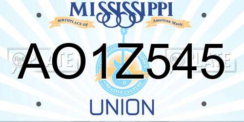 AO1Z545 Mississippi License Plate
