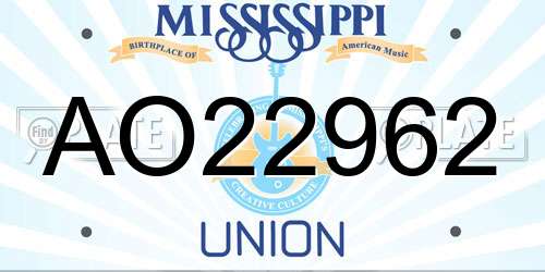 AO22962 Mississippi License Plate