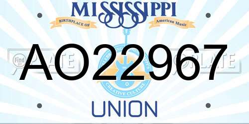 AO22967 Mississippi License Plate
