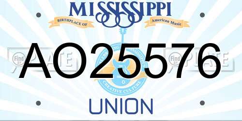 AO25576 Mississippi License Plate
