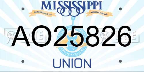 AO25826 Mississippi License Plate