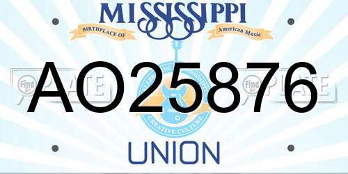 AO25876 Mississippi License Plate