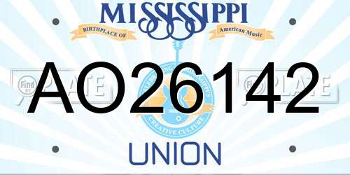 AO26142 Mississippi License Plate