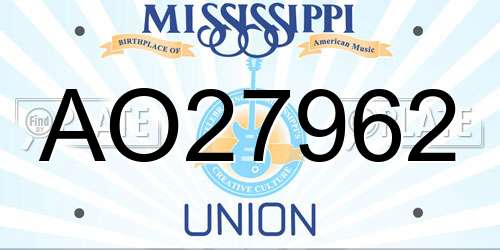 AO27962 Mississippi License Plate