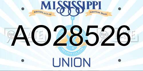 AO28526 Mississippi License Plate