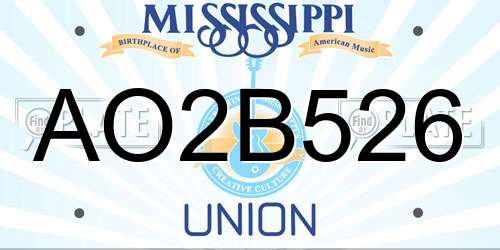AO2B526 Mississippi License Plate