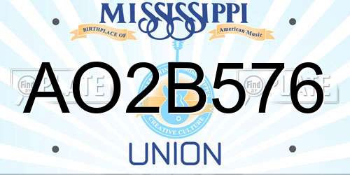 AO2B576 Mississippi License Plate