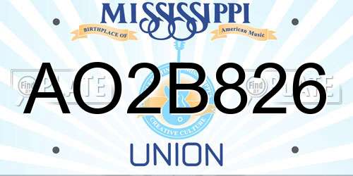AO2B826 Mississippi License Plate