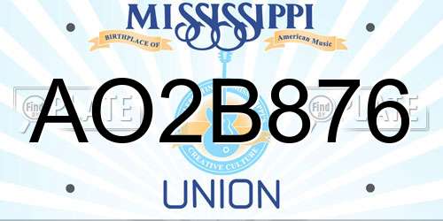 AO2B876 Mississippi License Plate