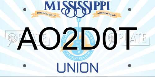 AO2D0T Mississippi License Plate