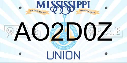 AO2D0Z Mississippi License Plate