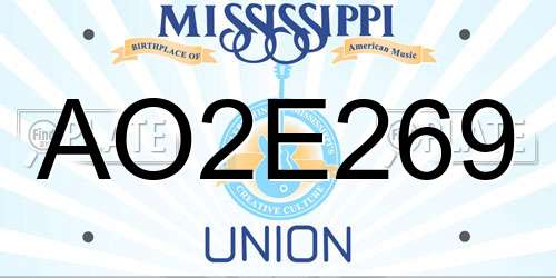 AO2E269 Mississippi License Plate
