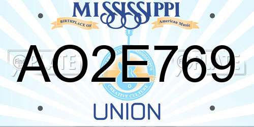 AO2E769 Mississippi License Plate