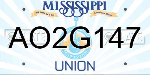 AO2G147 Mississippi License Plate