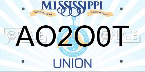 AO2O0T Mississippi License Plate