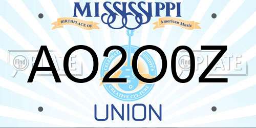 AO2O0Z Mississippi License Plate