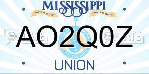 AO2Q0Z Mississippi License Plate