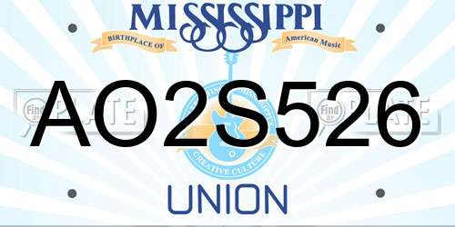 AO2S526 Mississippi License Plate