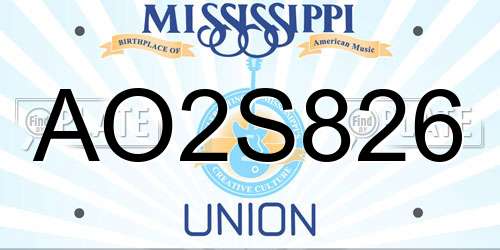 AO2S826 Mississippi License Plate